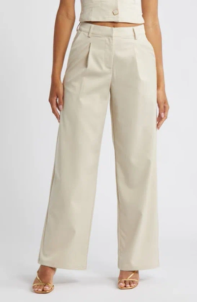 Something New Pleated Wide Leg Pants In Turtledove