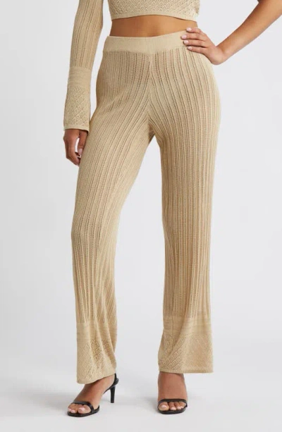 Something New Rayee Open Stitch Sweater Pants In Marzipan