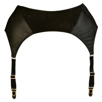 Something Wicked Women's Black Ava Leather & Suede Suspender Garter Belt