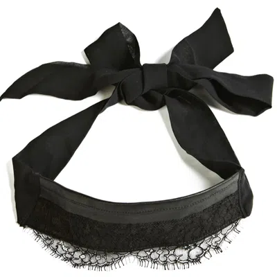 Something Wicked Women's Black Lace & Leather Blindfold