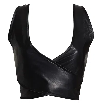 Something Wicked Women's Black Lexi Leather Wrap Over Soft Cup Bra