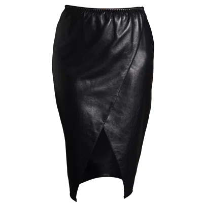 Something Wicked Women's Black Lexi Leather Wrap Skirt Mid Length