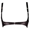 Something Wicked Women's Black Montana Leather Open Cup Harness Bra In Black