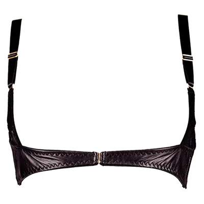 Something Wicked Women's Black Montana Leather Open Cup Harness Bra