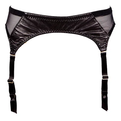 Something Wicked Women's Black Montana Leather Suspender Garter Belt