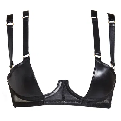 Something Wicked Women's Black Nina Leather Demi Bra With Half Cups