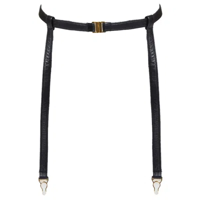 Something Wicked Women's Black Nina Leather Suspender Belt Garter Belt