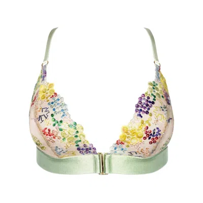 Somewhere Never Women's Green Sparkle & Shine Wireless Triangle Bralette