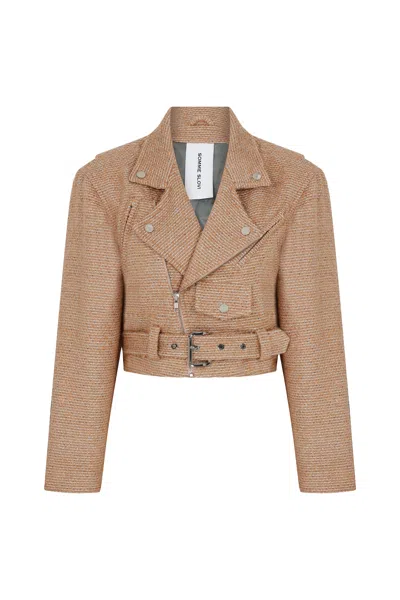 Somme Slovi Women's Neutrals / Brown Tweed Biker Jacket