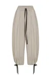 Somme Slovi Women's Neutrals / White Moire Wide-leg Gather Pants In White