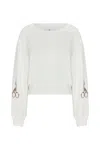 Somme Slovi Women's White Stork Scissors Crop Sweatshirt In White