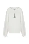 Somme Slovi Women's White Stork Scissors Oversize Sweatshirt In White