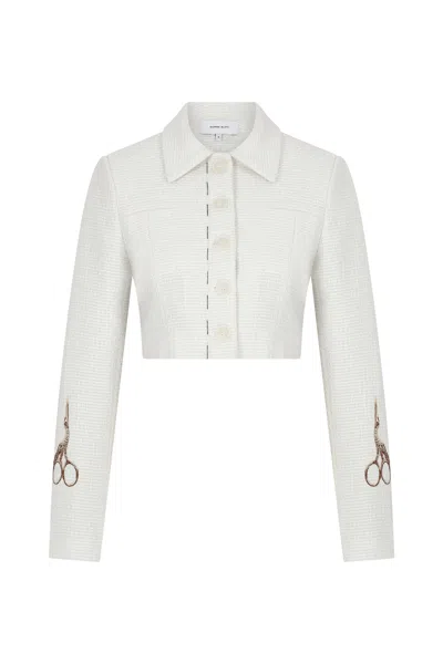 Somme Slovi Women's White Tweed Crop Jacket