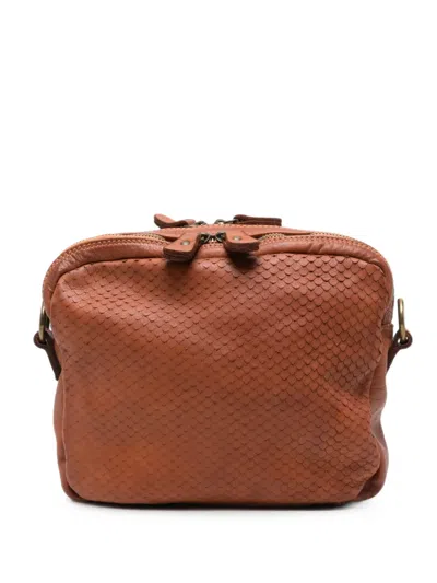 Sommet Arlo Cobra Leather Shoulder Bag In Brown