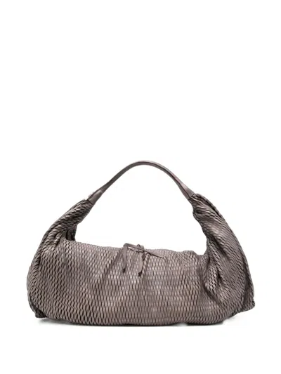 Sommet Aura Rete L Perforated Leather Shoulder Bag In Gray