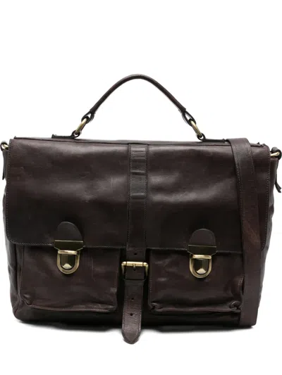 Sommet Buckle-fastening Leather Briefcase In Brown