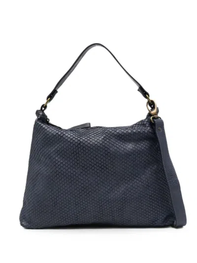 Sommet Corda Scale-texture Shoulder Bag In Blue