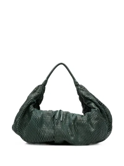 Sommet L Aura Rete Perforated-leather Shoulder Bag In Green
