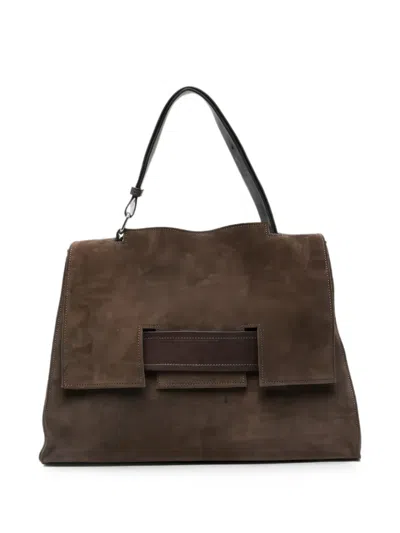 Sommet Large My Way Suede Tote Bag In Brown
