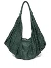 Sommet Laser-cut Zip Shoulder Bag In Green