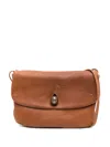 Sommet Leather Button Shoulder Bag In Brown