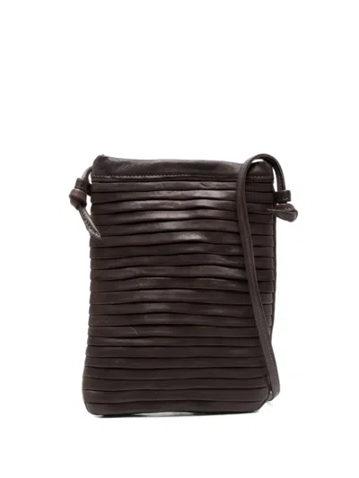 Sommet Mini Paloma Rows Pleated Leather Shoulder Bag In Brown