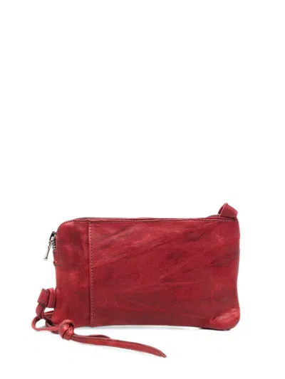 Sommet Neck Leather Clutch Bag In Burgundy