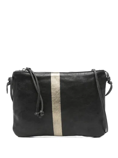 Sommet Painted-stripe Leather Satchel In Black