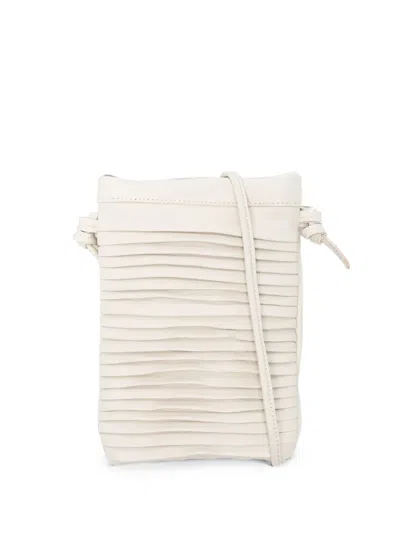 Sommet Paloma Rows Pleated Leather Shoulder Bag In Neutral