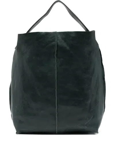 Sommet Raw-edge Leather Top-handle Tote Bag In Blue