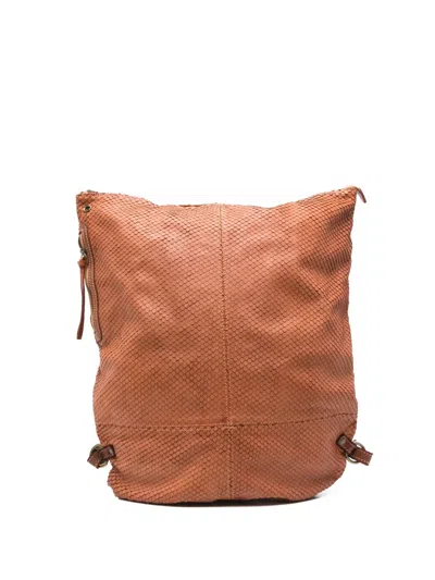 Sommet Snakeskin-effect Leather Backpack In Brown