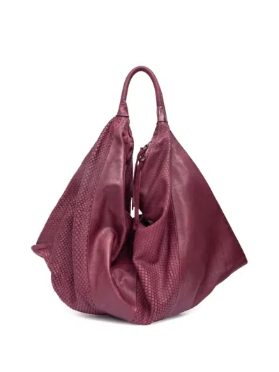 Sommet Snakeskin-embossed Shoulder Bag In Red