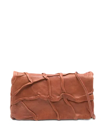 Sommet Soffietta Leather Clutch Bag In Brown
