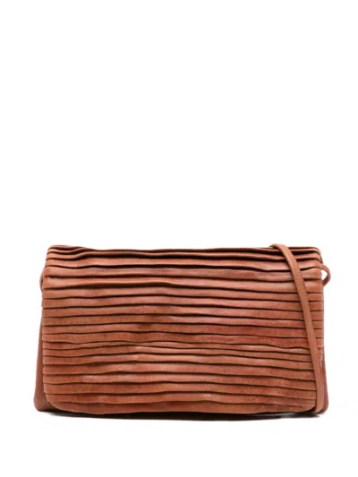 Sommet Soffietta Pleated Cross Body Bag In Brown