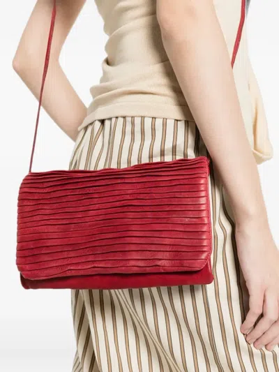 Sommet Soffietta Rows Pleated Shoulder Bag In Red