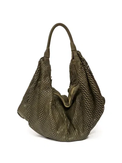Sommet Woven Zip Shoulder Bag In Green