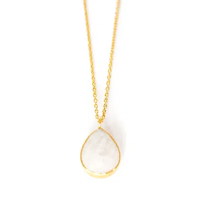 Somya London Women's White / Neutrals / Gold Amara Necklace Moonstone In Gray