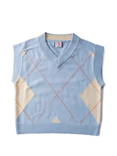 Son Of The Cheese Argyle Knit Vest In Blue