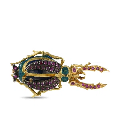 Son Of Victor & Lidia Franconer I & Co. 18k Yellow Gold Ruby And Enamel Beetle Brooch Sn21-100425