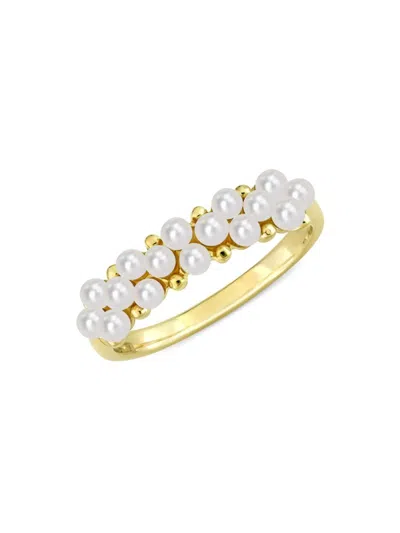 Sonatina Women's 14k Yellow Gold & 2-2.5mm Freshwater Pearl Semi Eternity Ring