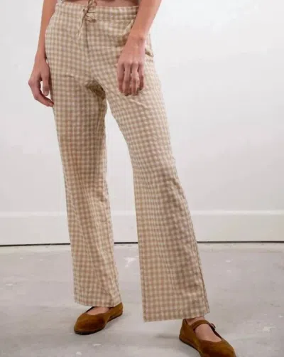 Sonder Haus Perfect Pants In Tan Gingham