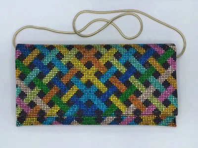 Sondra Roberts Bettina Clutch In Multi Crystal Plaid