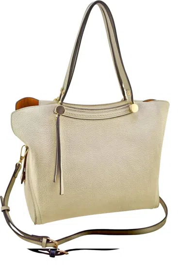 Sondra Roberts Pebbled Vegan Satchel In Beige In White