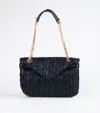 Sondra Roberts Pleated Nappa Chain Strap Bag In Black In Black