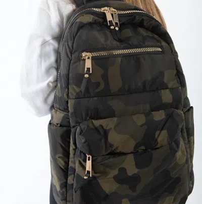 Sondra Roberts Quilted Nylon Backpack In Camo In Green
