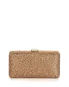 Sondra Roberts Rhinestone Box Clutch In Gold/gold