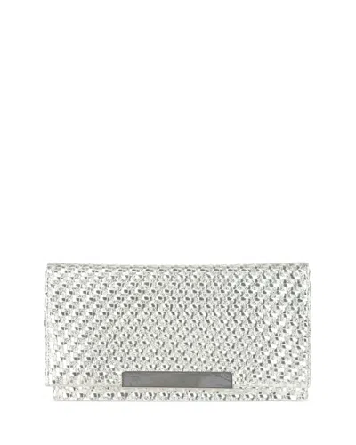 Sondra Roberts Woven Metallic Flap Convertible Clutch In Silver