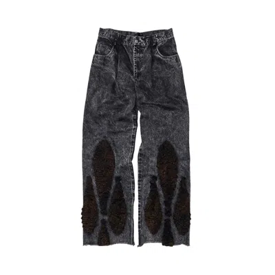 Pre-owned Song For The Mute Acid Wash Jeans 'black' | Men's Size 46