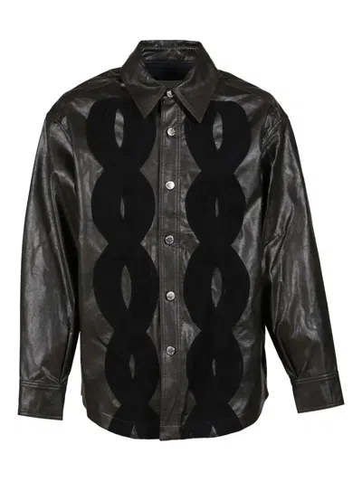 Song For The Mute Appliqué Faux-leather Jacket In Black