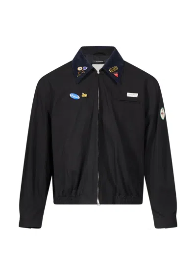 Song For The Mute Badge-embellished Corduroy-collar Jacket In Black